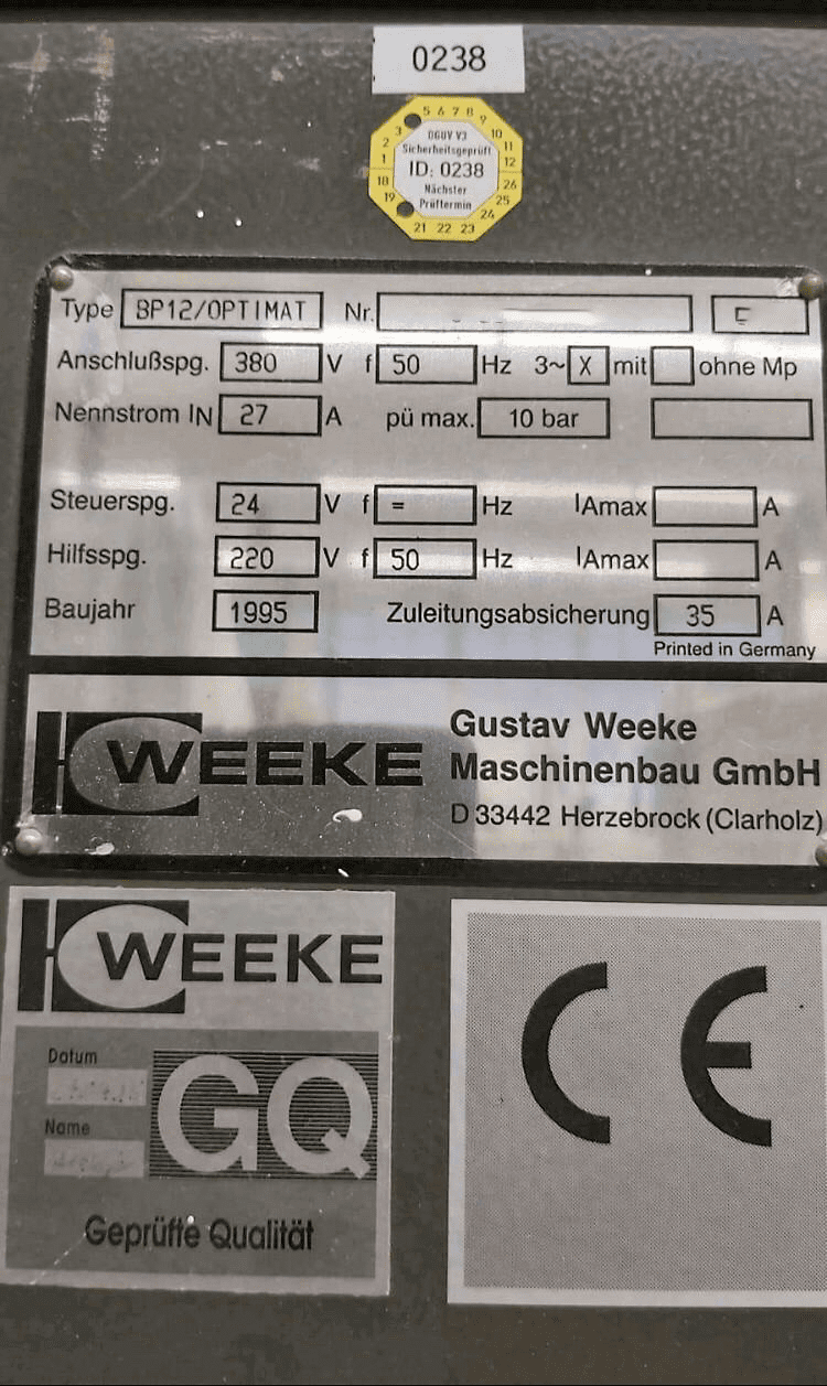 Used Weeke BP 12 Optimat - CNC Machining Centre - 1995