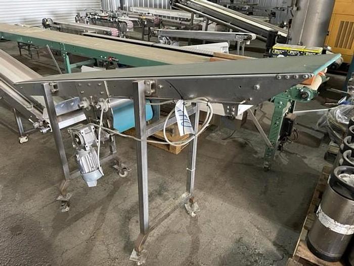 Used 91" Long x 13.5" Wide Flat Belt Incline Conveyor