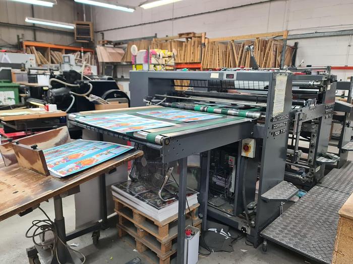 Used 2002 AUTOBOND COMPACT 102TP Thermal Laminator, Sheet Size 102 x 76cm, Heidelberg Deep Pile Stream Feeder, Double Sided Laminator, 2 x Film Unwinds, Auto Sheeter, Jogger Delivery