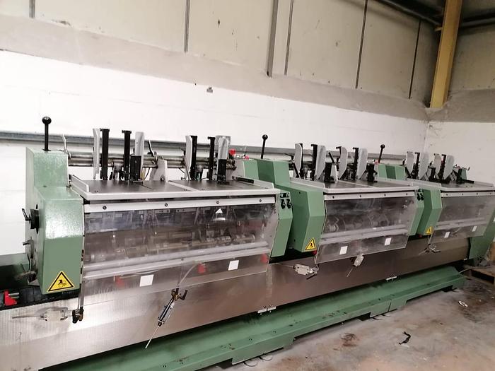 Used 2005 MULLER MARTINI PRESTO 6 Station Chain, 6 x 1555 Feeders, 1 x Cover Feeder, Presto Stitching Unit, 1522 Trimmer, Shingle Belt Delivery
