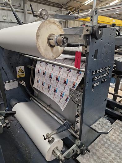 Used 2005 AUTOBOND 102TP Thermal Laminator, Sheet Size 102 x 76cm, Heidelberg Deep Pile Stream Feeder, Double Sided Laminator, 2 x Film Unwinds, Auto Sheeter, Deep Pile Stacker Delivery