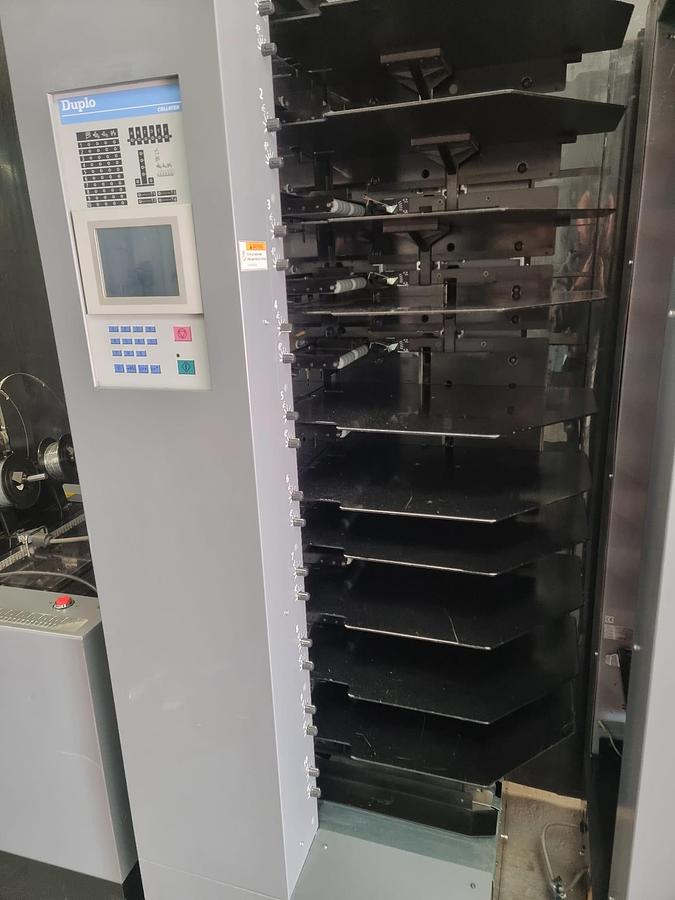 Used Duplo 20 station collator and fold stitch trim unit for booklet making 