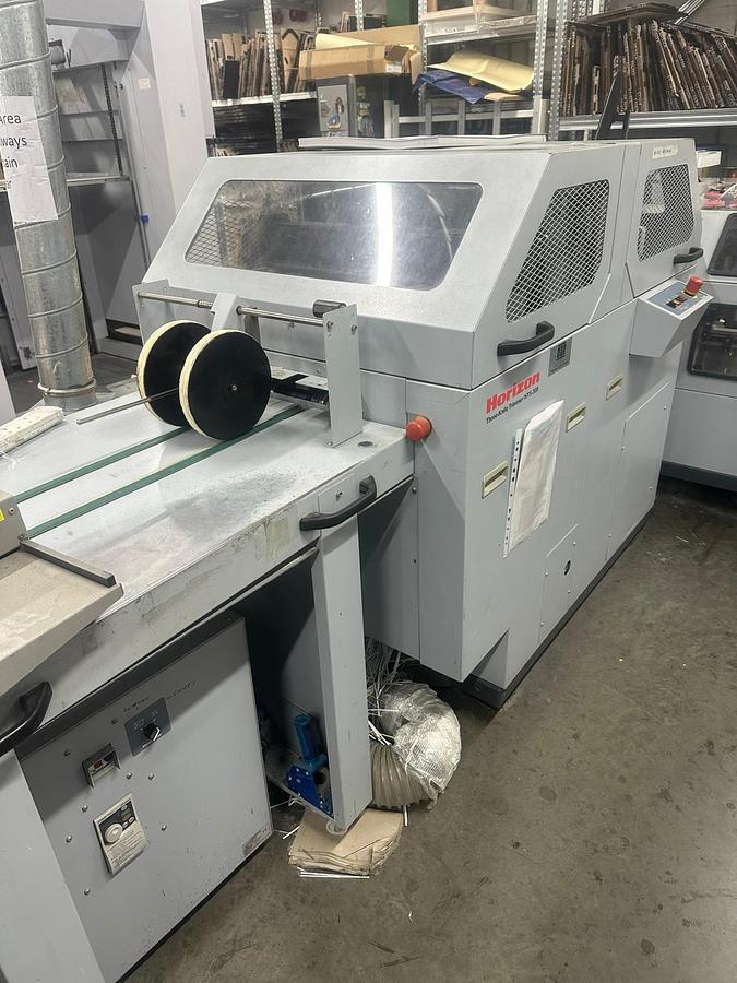Used Horizon Stitchliner Bookletmaker 24 Station Collator , Fold , Stitch, Three knife trim