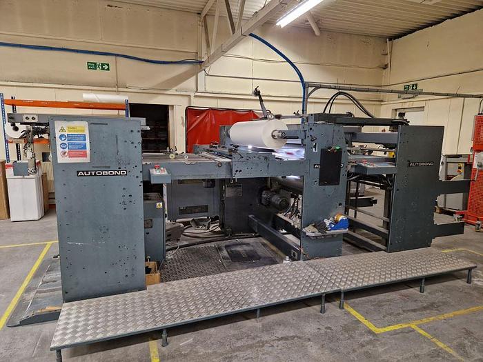 Used 2010 AUTOBOND 105THS  Thermal Laminator, Sheet Size 105 x 74cm, Heidelberg Deep Pile Stream Feeder, Post-Heat Roller, Single Side Laminator, 1 x Film Unwind, Auto Sheeter, Deep Pile Stacker Delivery
