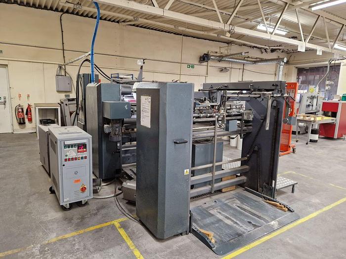 Used 2010 AUTOBOND 105THS  Thermal Laminator, Sheet Size 105 x 74cm, Heidelberg Deep Pile Stream Feeder, Post-Heat Roller, Single Side Laminator, 1 x Film Unwind, Auto Sheeter, Deep Pile Stacker Delivery