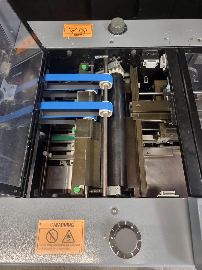 Used Duplo 20 station collator and fold stitch trim unit for booklet making 
