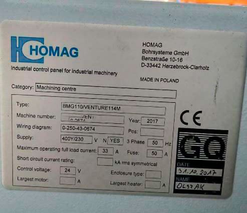 Used Homag Venture 114 M -  CNC Machining centers - 2017