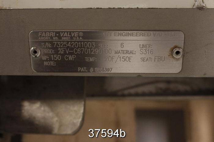 Used Fabri 6" Hand Operated Knife Gate Valve #37594