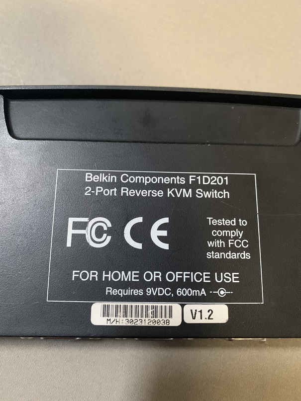Used Belkin Omniview 2 Port Reverse KVM F1D201
