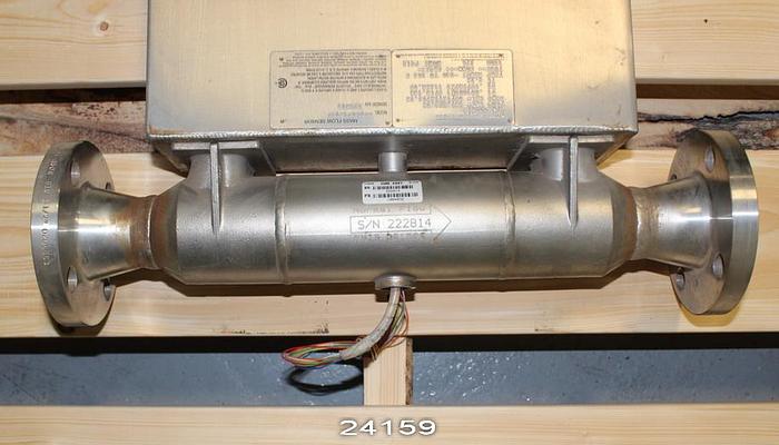 Unused Micromotion DS150S147SC 1 1/2" Micromotion Mass Flow Meter, Stainless Steel, Unused, Flow Cal 181.624, Density Cl 09716116724.26, Temp -240 Degrees C To +204 Degree C, 275 Psig #24159