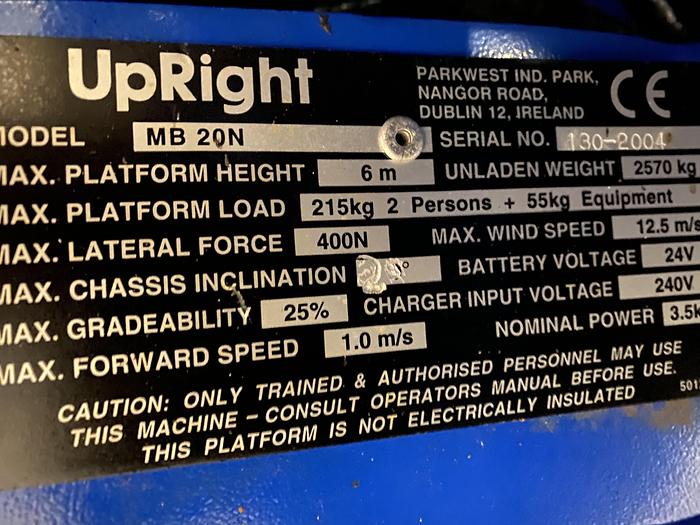 Gebruikt 2004 Upright MB20N, Hoogwerker, 8 meter