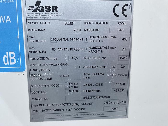 Gebruikt 2019 GSR / Renault B230T, Auto hoogwerker