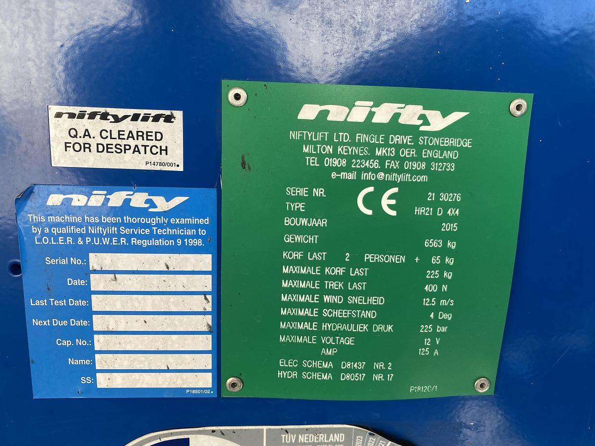 Gebruikt 2015 Niftylift HR21 D 4x4, Hoogwerker, 21 meter