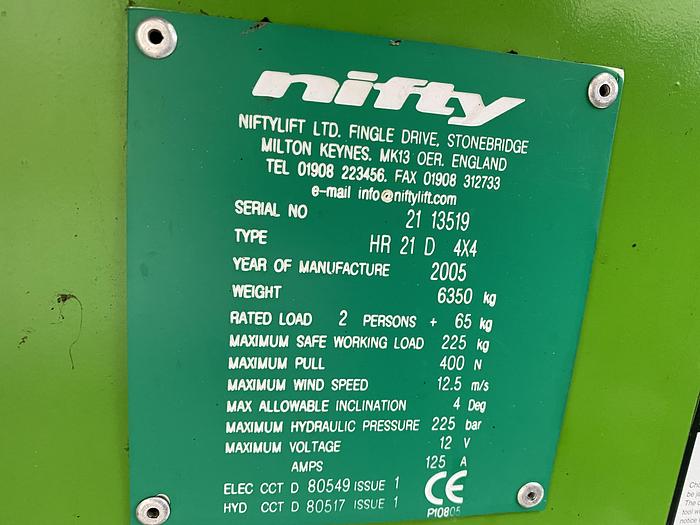 Gebruikt 2005 Niftylift HR21 D 4x4, Hoogwerker