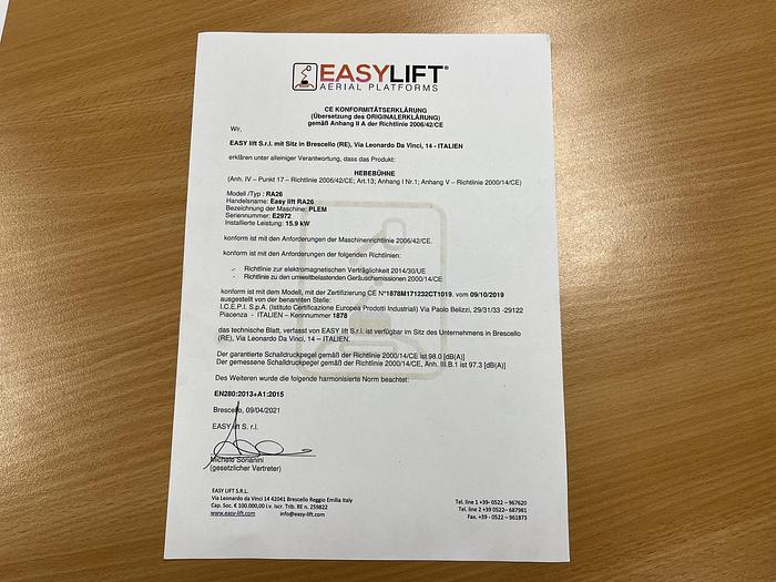 Gebruikt 2021 Easylift RA26, Spin hoogwerker