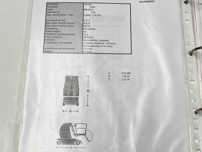 Gebruikt 2004 Upright MB20N, Hoogwerker, 8 meter