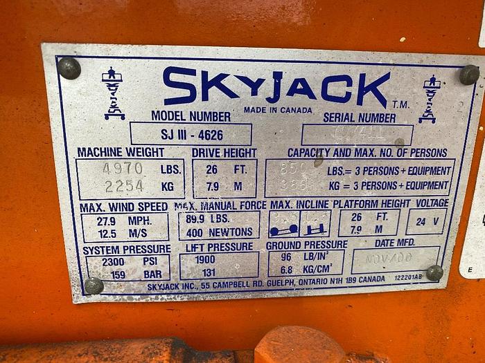 Gebruikt SkyJack SJ III 4626, schaarhoogwerker, 10 meter
