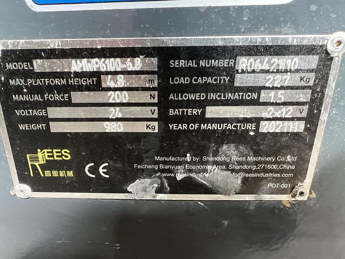 Gebruikt 2022 Rees AMWP6100-6.8, hoogwerker, personenlift, 6,8 meter