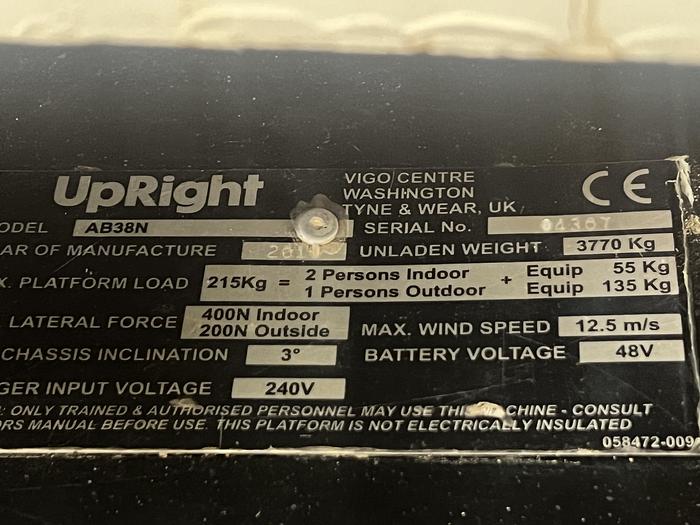 Gebruikt 2010 Upright AB38, Hoogwerker 13,5 meter