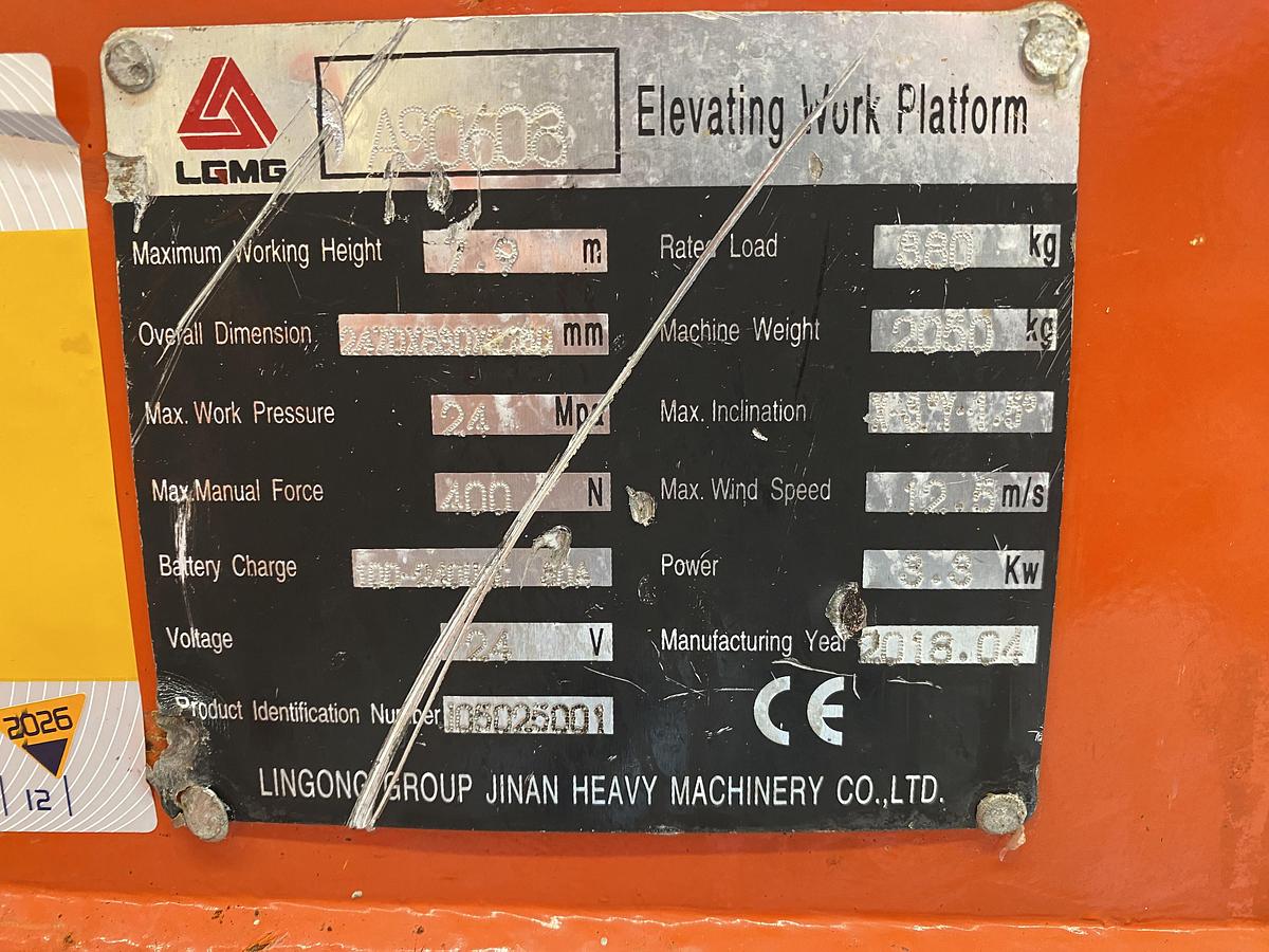 Gebruikt 2018 LGMG AS0608, Schaar hoogwerker, 8 meter