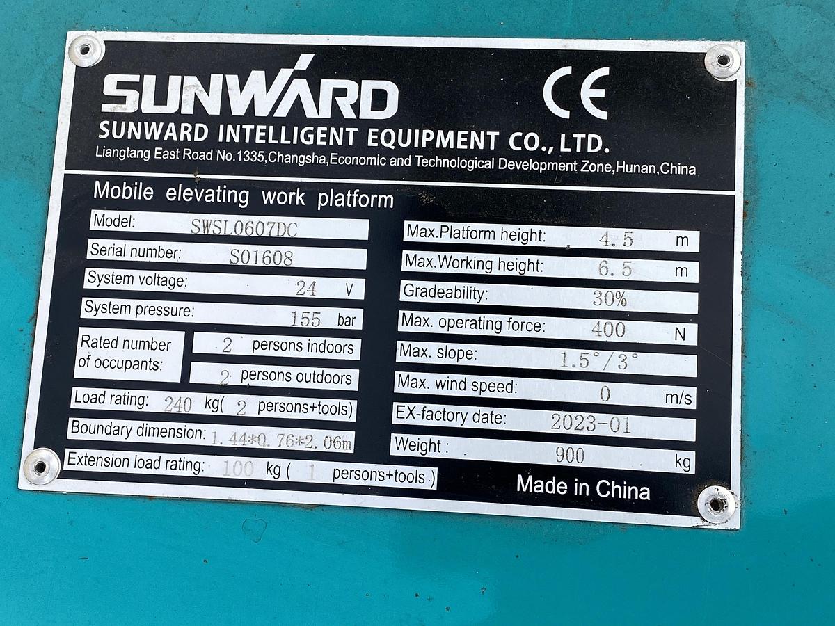2023 Sunward SWSL0607DC, Schaarhoogwerker, 6,5 meter