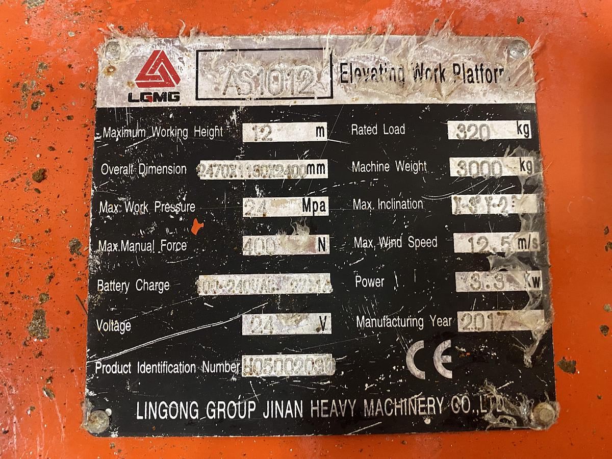 Gebruikt 2008 LGMG AS1012, Schaar hoogwerker, 12 meter