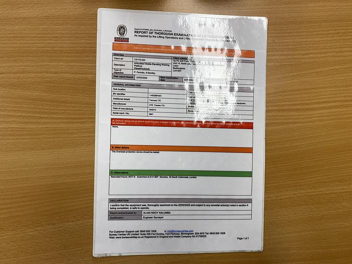 Gebruikt 2013 CTE Traccess 170, Spin hoogwerker, 17 meter