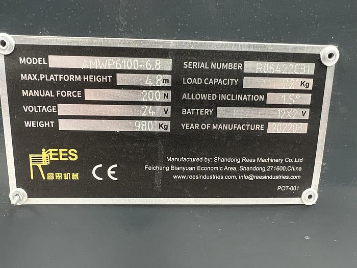 Gebruikt 2022 Rees AMWP6100-6.8, hoogwerker, personenlift, 6,8 meter