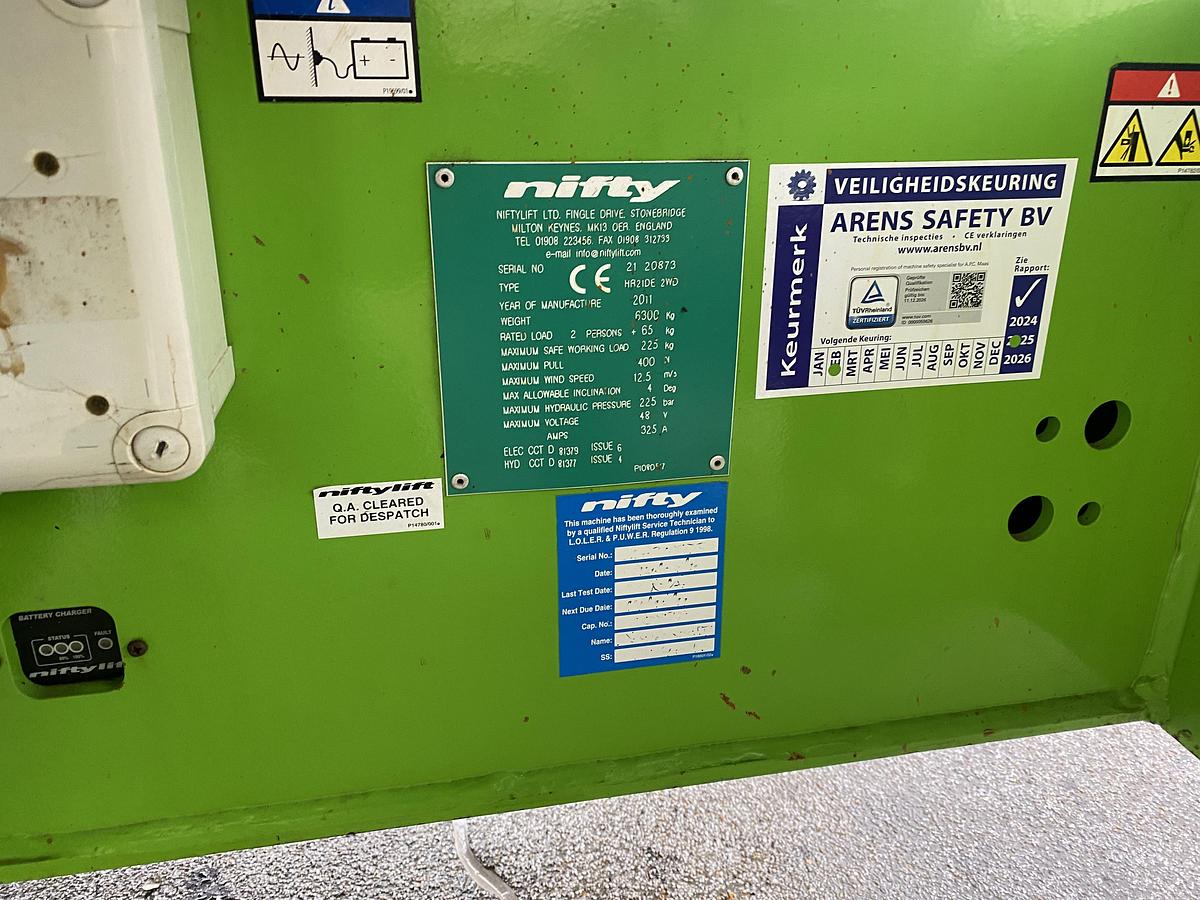 Gebruikt 2011 Niftylift HR21DE, Hoogwerker 21 meter, Diesel + Accu, Bi energy
