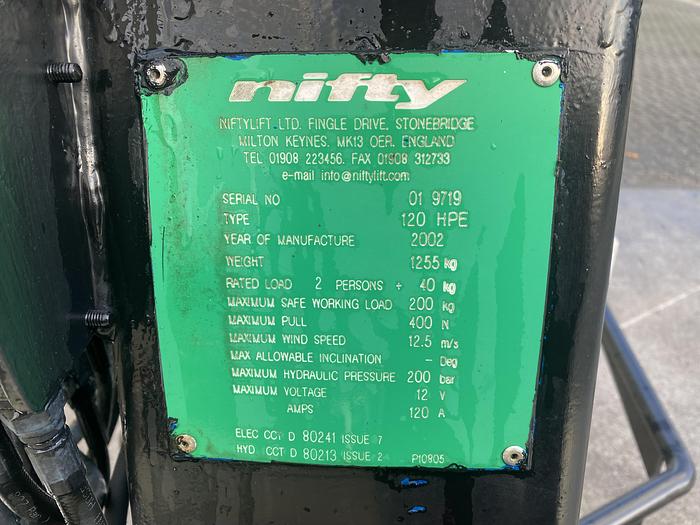 Gebruikt 2002 Niftylift 120HPE, Aanhanger hoogwerker, 12 meter