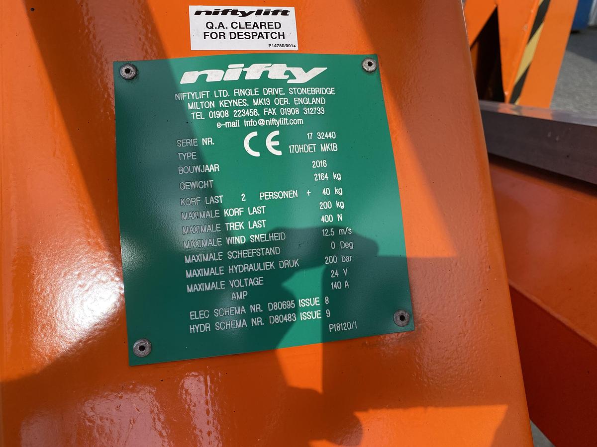 Gebruikt 2016 Niftylift 170 HDET, Aanhanger hoogwerker, 17 meter