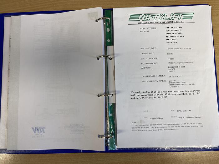 Gebruikt 1999 Niftylift 170 HE, Aanhanger hoogwerker, 17 meter