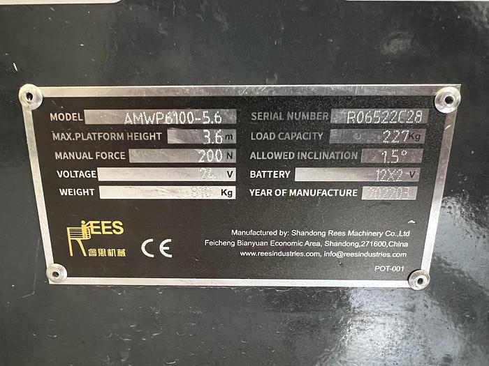 Gebruikt 2022 Rees AMWP6100-5.6, hoogwerker, personenlift, 5,6 meter