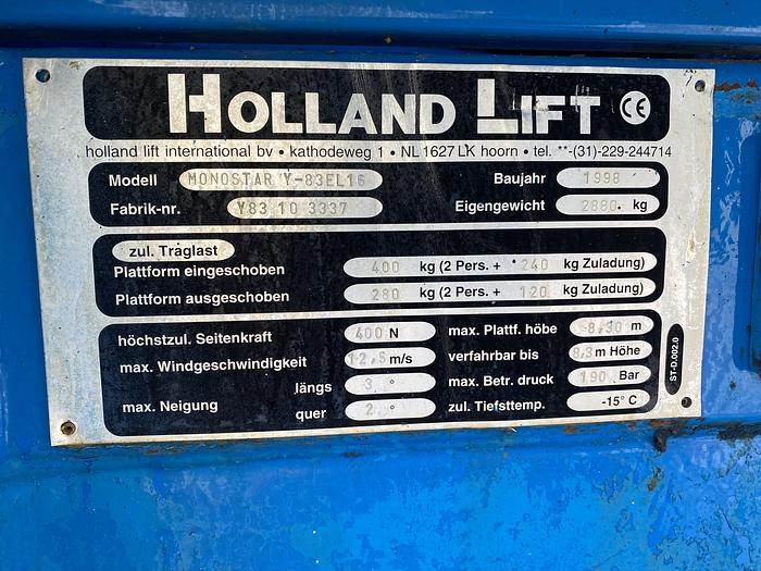 Gebruikt 1998 Holland Lift Monostar Y83EL16, schaar hoogwerker, 10 meter