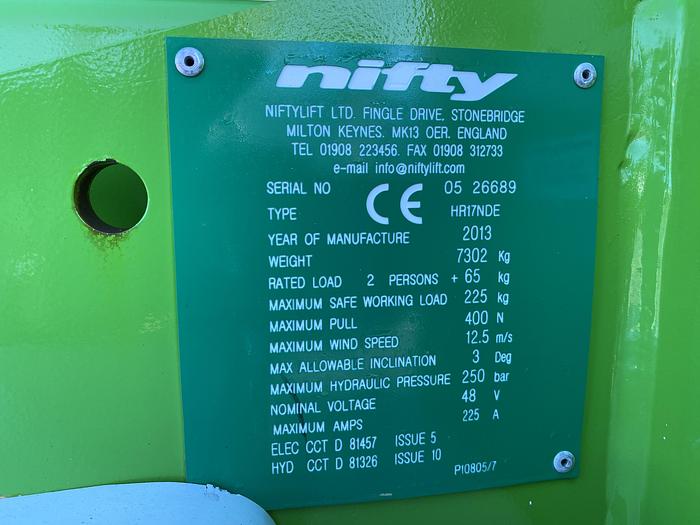 Gebruikt 2013 Niftylift HR17NDE, hoogwerker, 17 meter