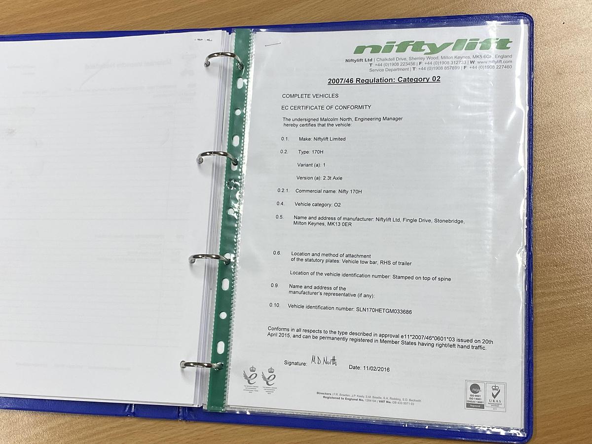 Gebruikt 2016 Niftylift 170HET MK1B, Aanhanger hoogwerker, 17 meter