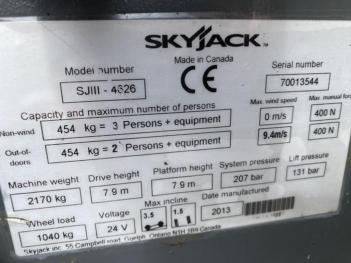 Gebruikt 2013 Skyjack SJ 4626, Schaar hoogwerker, 10 meter