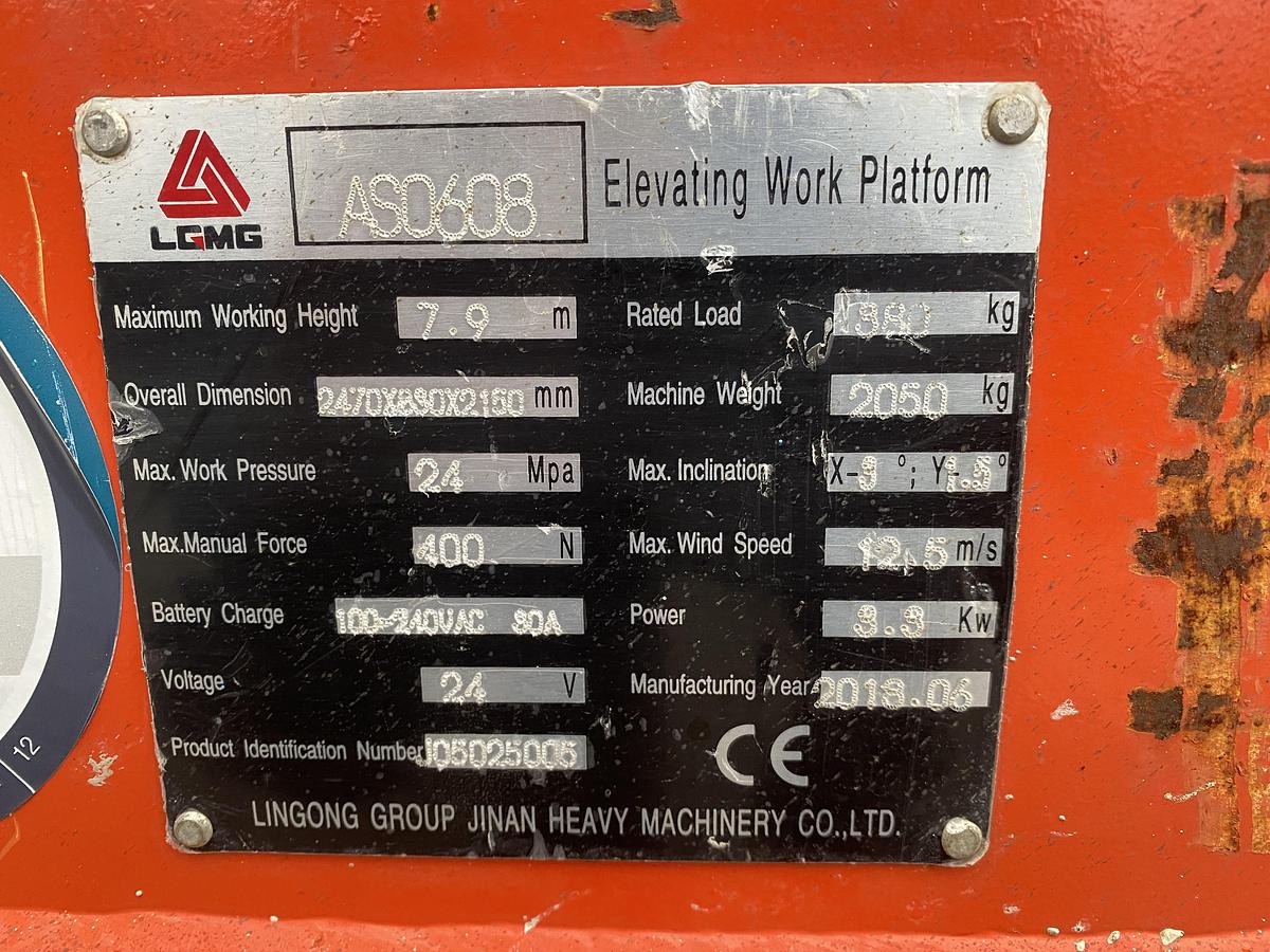 Gebruikt 2018 LGMG AS0608, Schaar hoogwerker, 8 meter