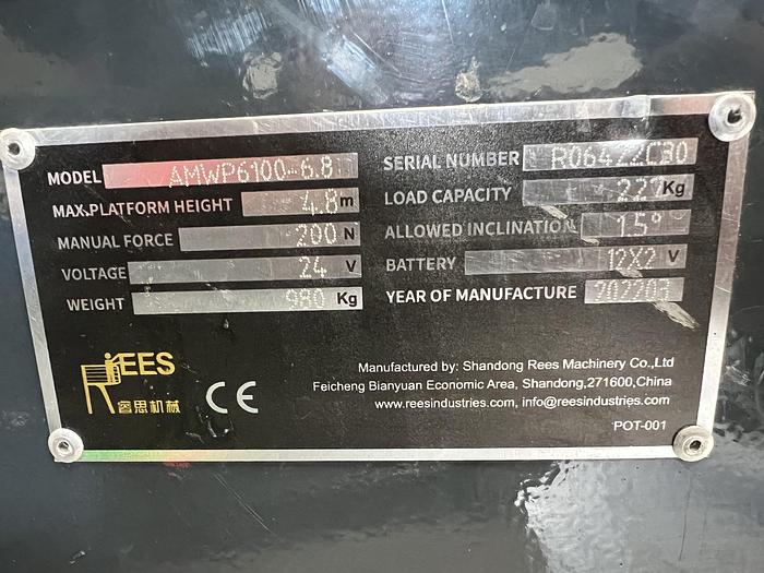 Gebruikt 2022 Rees AMWP6100-6.8, hoogwerker, personenlift, 6,8 meter