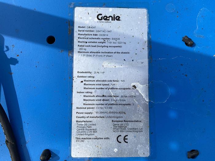 Gebruikt 2014 Genie GS 4047, Schaar hoogwerker, 14 meter