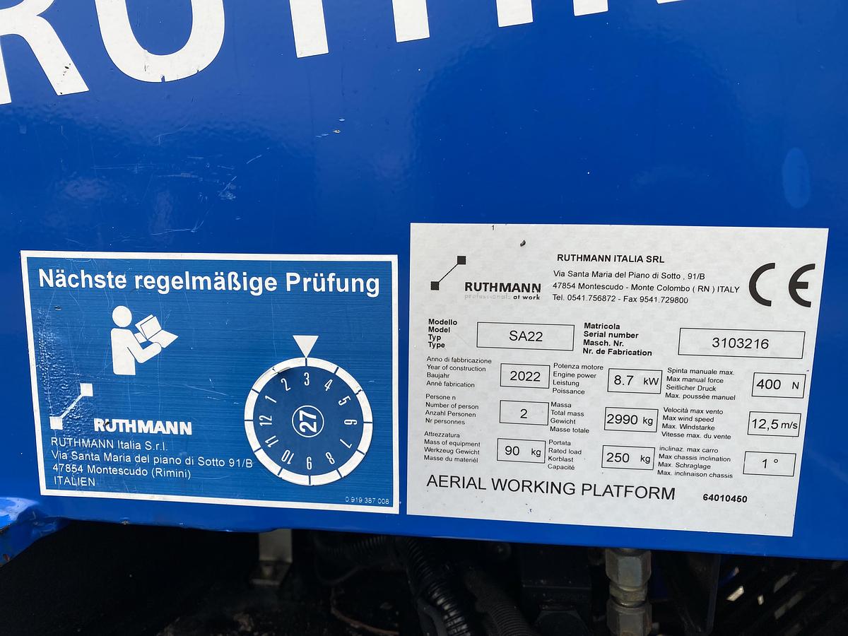 Gebruikt 2022 Ruthmann Bluelift SA22, Spin hoogwerker, 22 meter