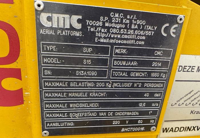 Gebruikt CMC S 15, Spin hoogwerker, 15 meter