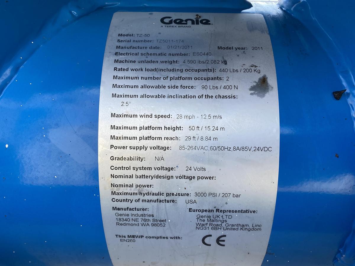 Gebruikt 2011 Genie TZ50, Aanhangwagen hoogwerker, 17 meter