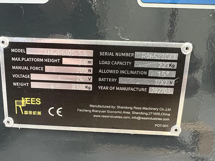 Gebruikt 2022 Rees AMWP6100-5.6, hoogwerker, personenlift, 5,6 meter