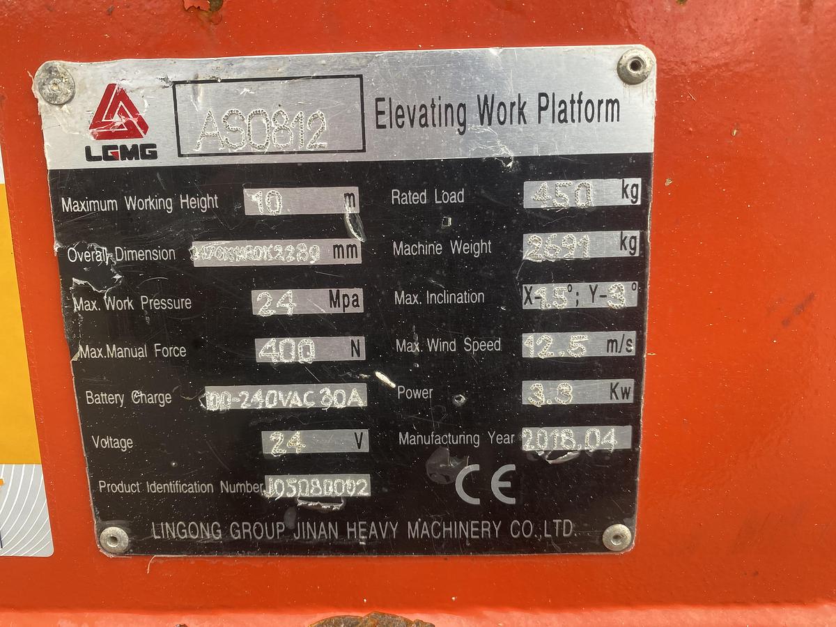 Gebruikt 2018 LGMG AS0812, Schaar hoogwerker, 12 meter