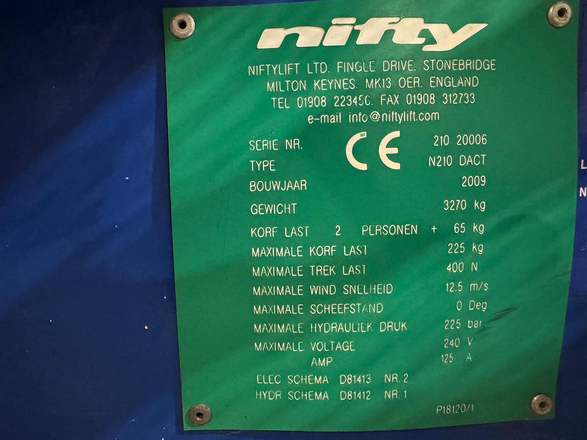 Gebruikt 2009 Niftylift N210 DACT, Aanhanger hoogwerker, 21 meter