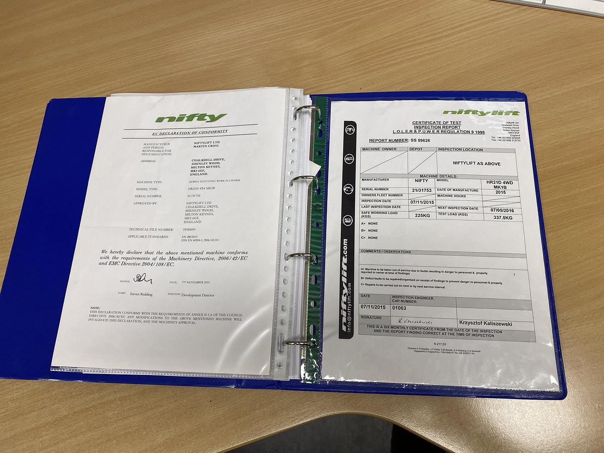 Gebruikt 2015 Niftylift HR21 D MK1B 4x4, Hoogwerker, 21 meter