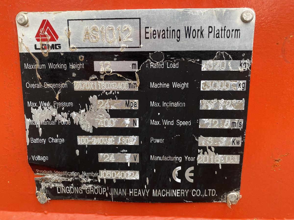 Gebruikt 2008 LGMG AS1012, Schaar hoogwerker, 12 meter