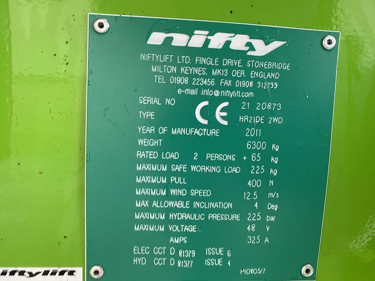 Gebruikt 2011 Niftylift HR21DE, Hoogwerker 21 meter, Diesel + Accu, Bi energy