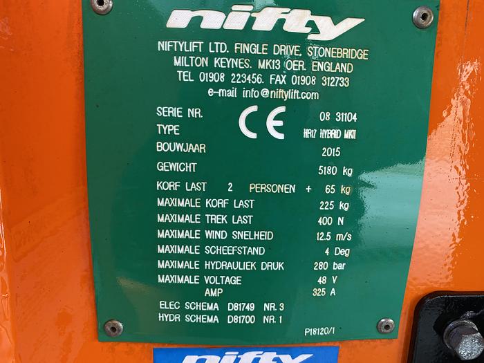 Gebruikt Niftylift HR17 Hybrid MK2, 4x4, hoogwerker, 17 meter